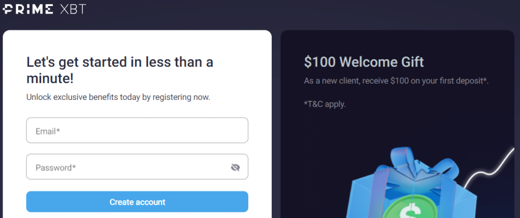 How To Open a PrimeXBT Account Step 2