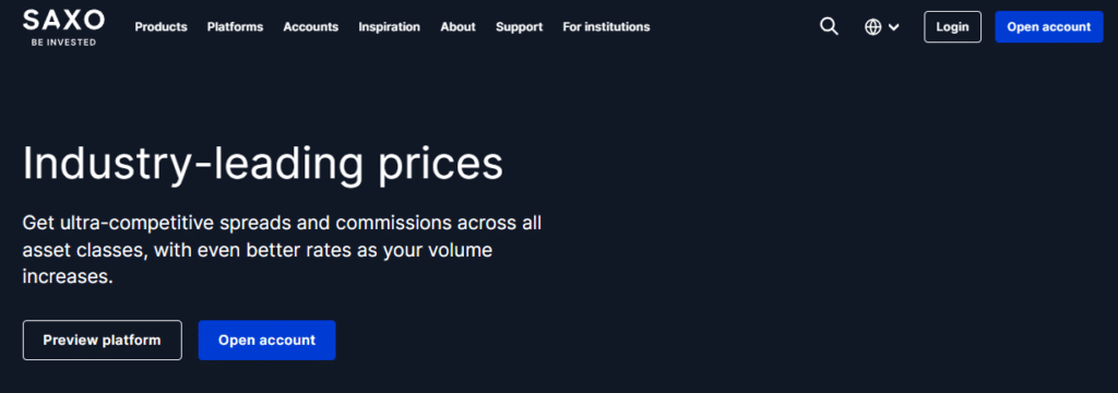 Saxo Bank Spreads and Fees 