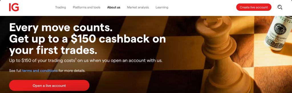 IG Cashback bonusses