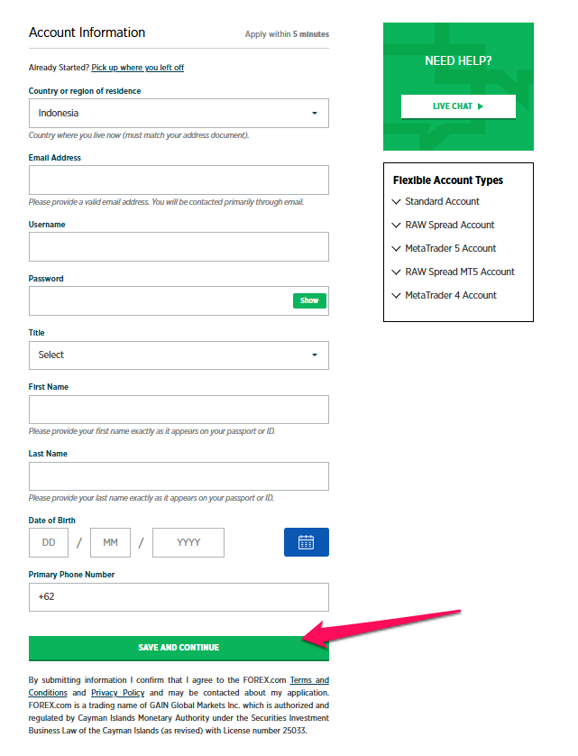 What Steps Are Required to Set Up a FOREX.com Account STEP 2